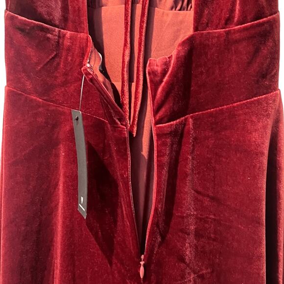 NWT Lulus Stunning Days Red Velvet Flutter Sleeve Maxi Dress Sz XS - Picture 7 of 10
